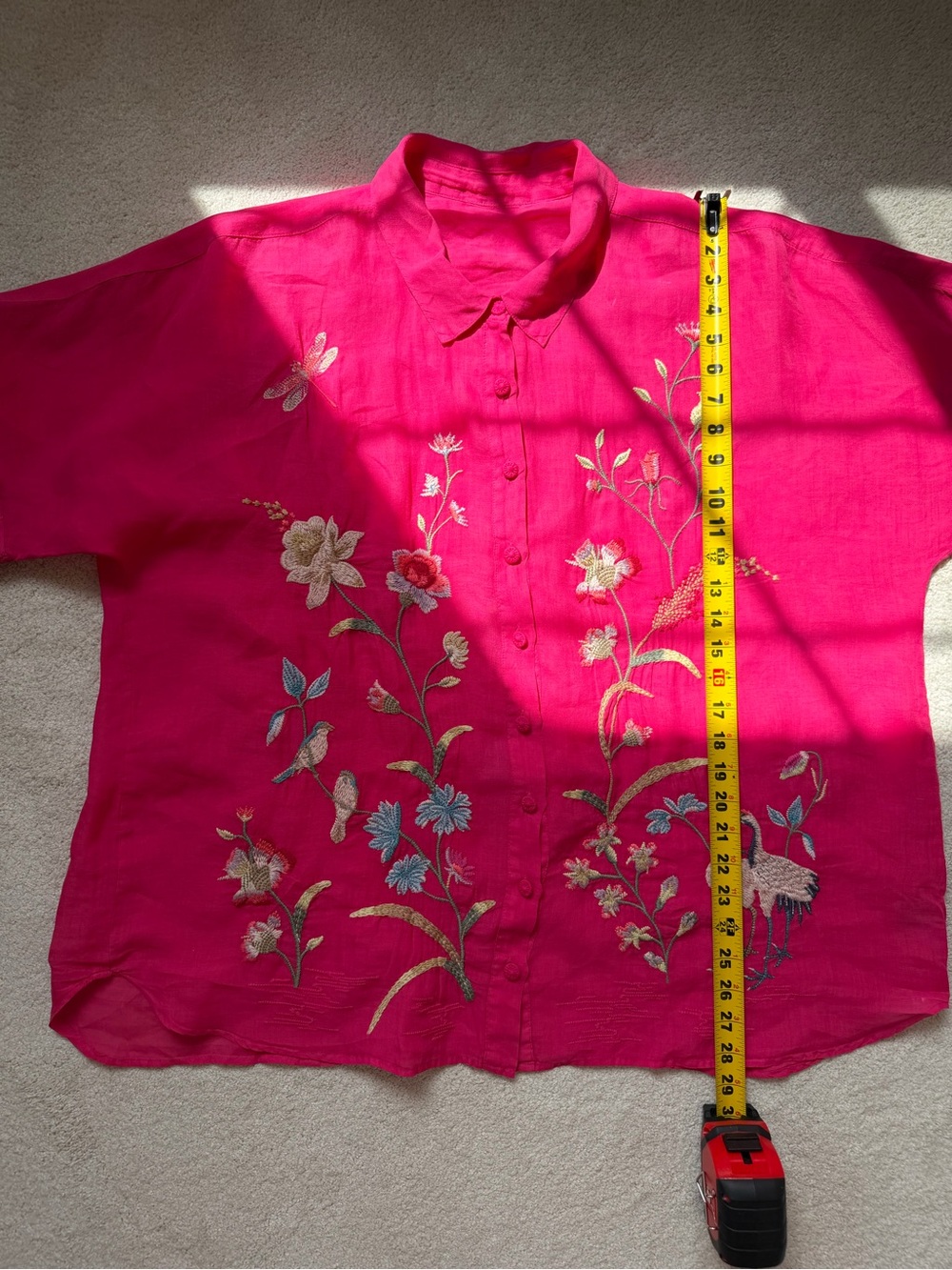 JOHNNY WAS Geniveve Relaxed Dolman Shirt Embroidered Floral Birds - Picture 10 of 13